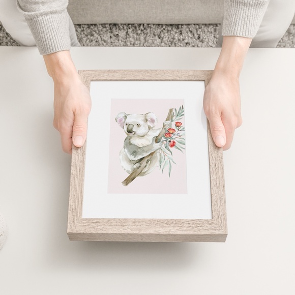 Watercolor Floral Koala Illustration Wall Art Print Poster Unframed - Picture 8 of 10